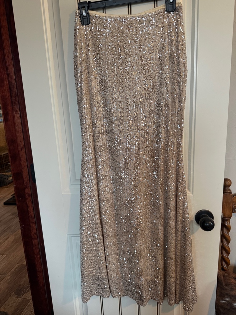 VICI Champagne Sequin Maxi Skirt